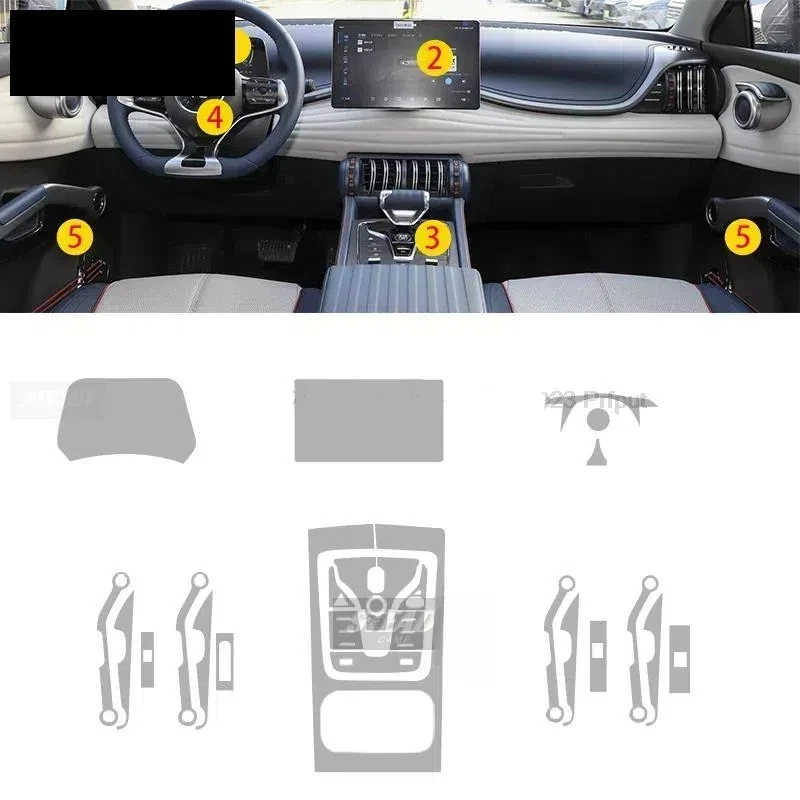 For BYD Atto 3 Yuan Plus 2022 2023 Car Interior Center Console Transparent TPU Protective Film Anti-scratc Accessories