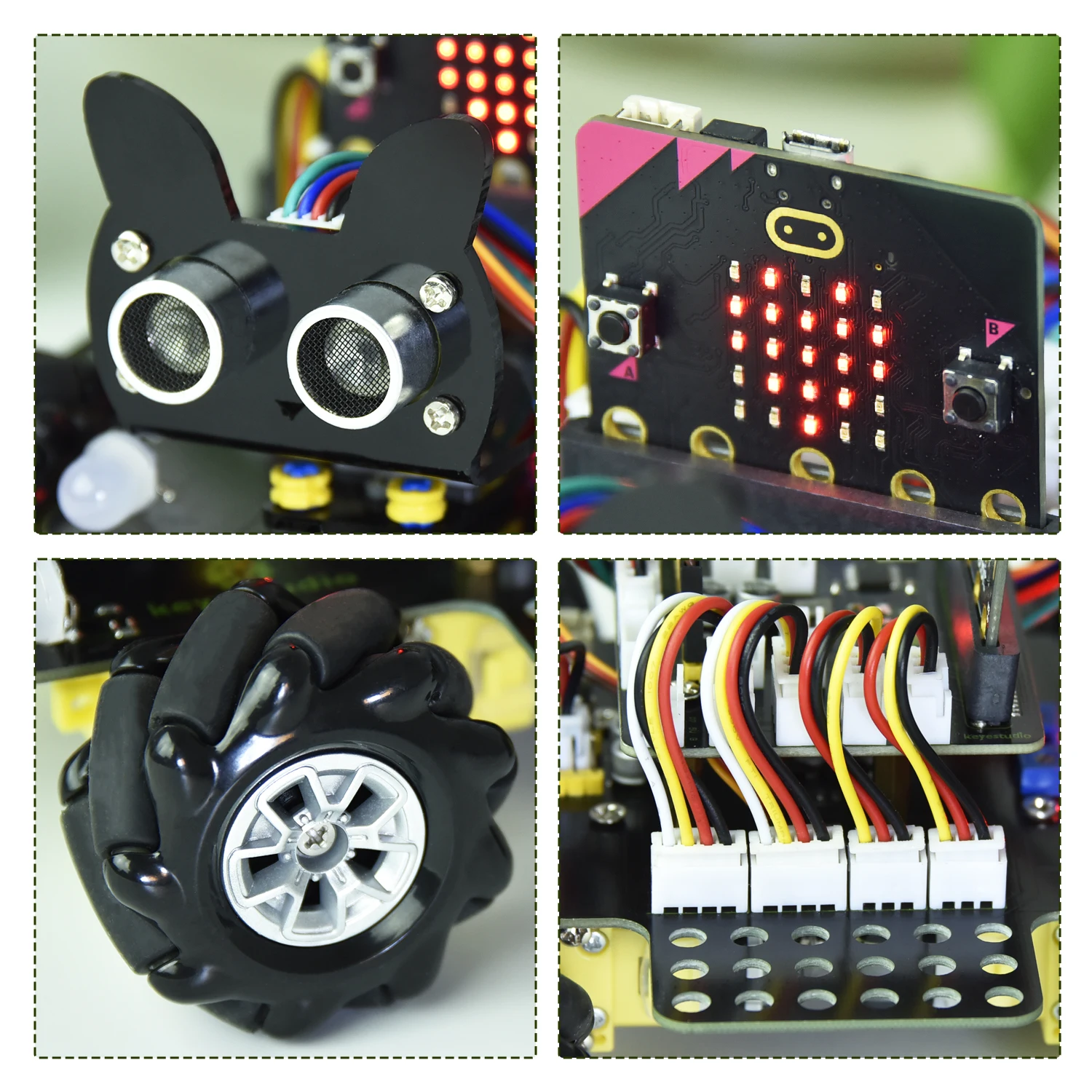 Keyestudio 4WD Mecanum Robot Car for Micro:bit V2 Wheel Robot Car Kit STEM Toys Makecode &Python Programming with Microbit V2