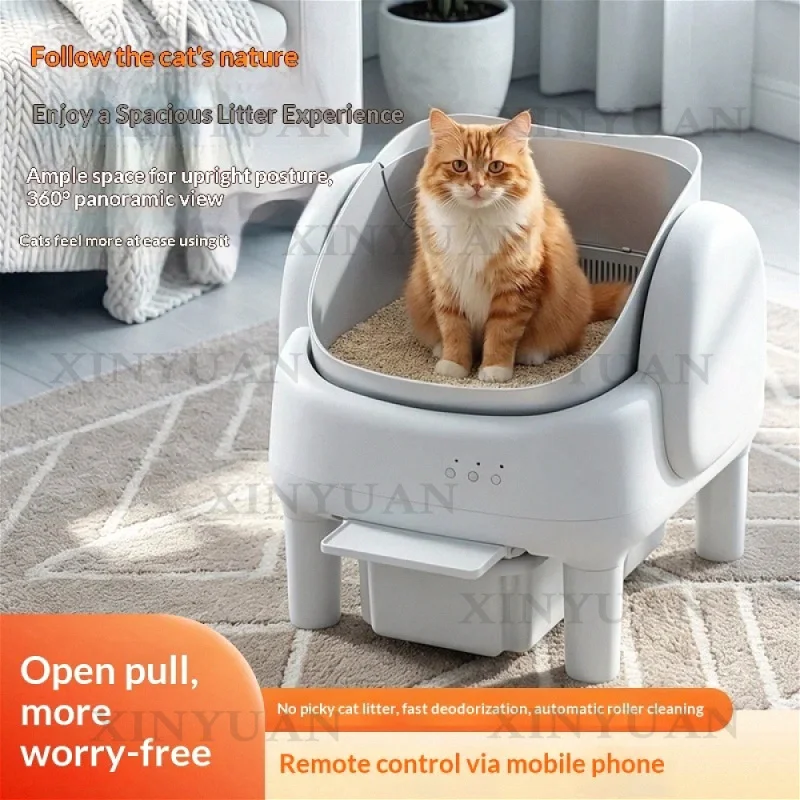Pet Toilet, 2026 New Self-Cleaning Smart Litter Box for Cats, 74L Large Capacity Open Design with Odor Control, Easy Clean Made