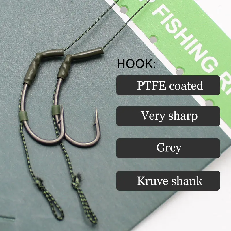 1pack Carp Fishing Ready Tied Carp Rigs Kurve Shank Hook Rolling Swivels Pop Up Boilies Hair Rig Bait For Carp Fishing Tackle