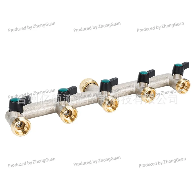 5-way Heavy-duty Brass Garden Hose Splitter F3/4