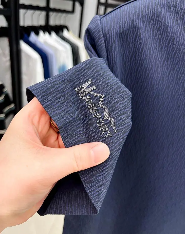 الحرير الجليد قصيرة الأكمام تي شيرت الرجال التلبيب منتصف العمر أبي الزي الأعمال عادية قميص بولو نصف كم العصرية تي شيرت #6