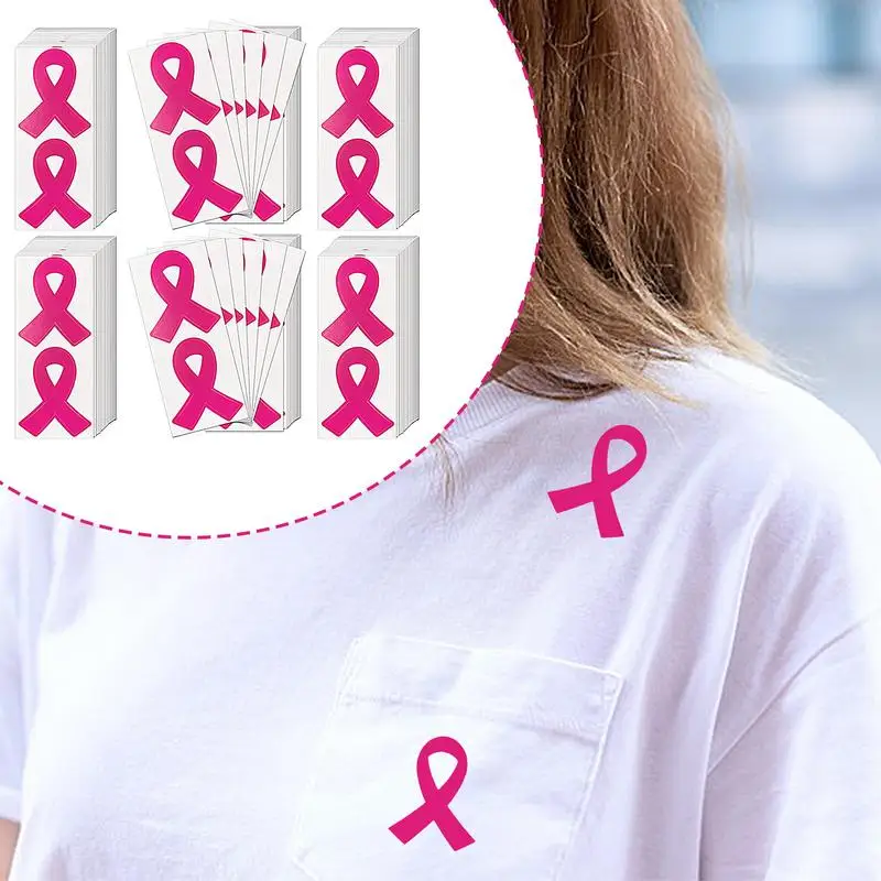 الوعي بالثدي الشريط الوردي ملصق مائي 100X الوعي الثدي يموت قطع ملصق وردي دعم النساء ملصقات للأحداث الخيرية #5