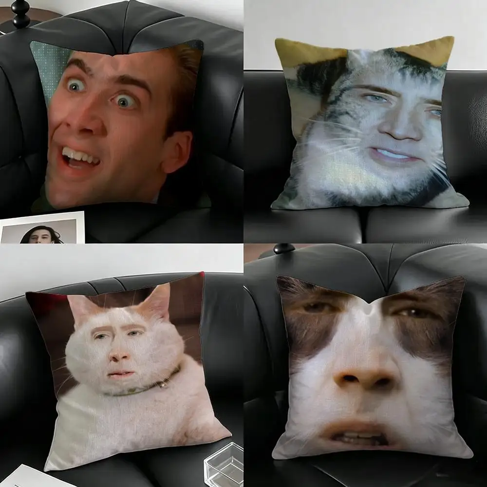Actor Nicolas Cage Cushion Cover Natural Linen Pillowcase Set, All-in-One Decor for Sofa, Bedroom & Chair
