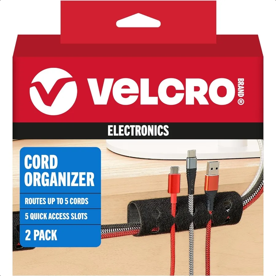 

VELCRO Brand Cord Organizer for Desk Cable Management Nightstand Organization Unique Dual Function Cable Sleeve Cord Keepers Co