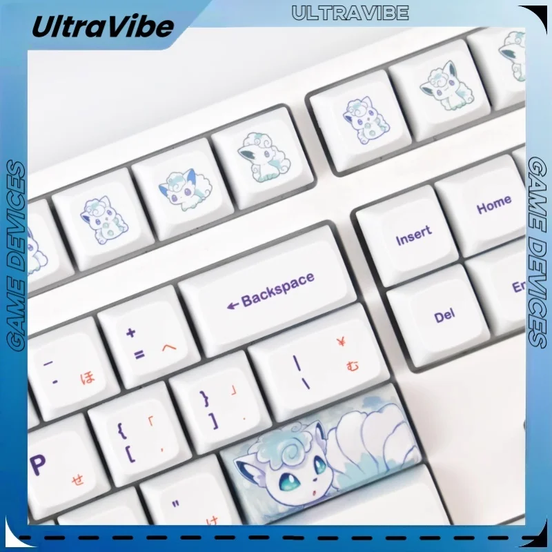 

Колпачки для клавиш с мультипликационным персонажем покемона Alolan Vulpix Xda Height Pbt, термосублимационные механические колпачки для клавиатуры в минималистическом стиле