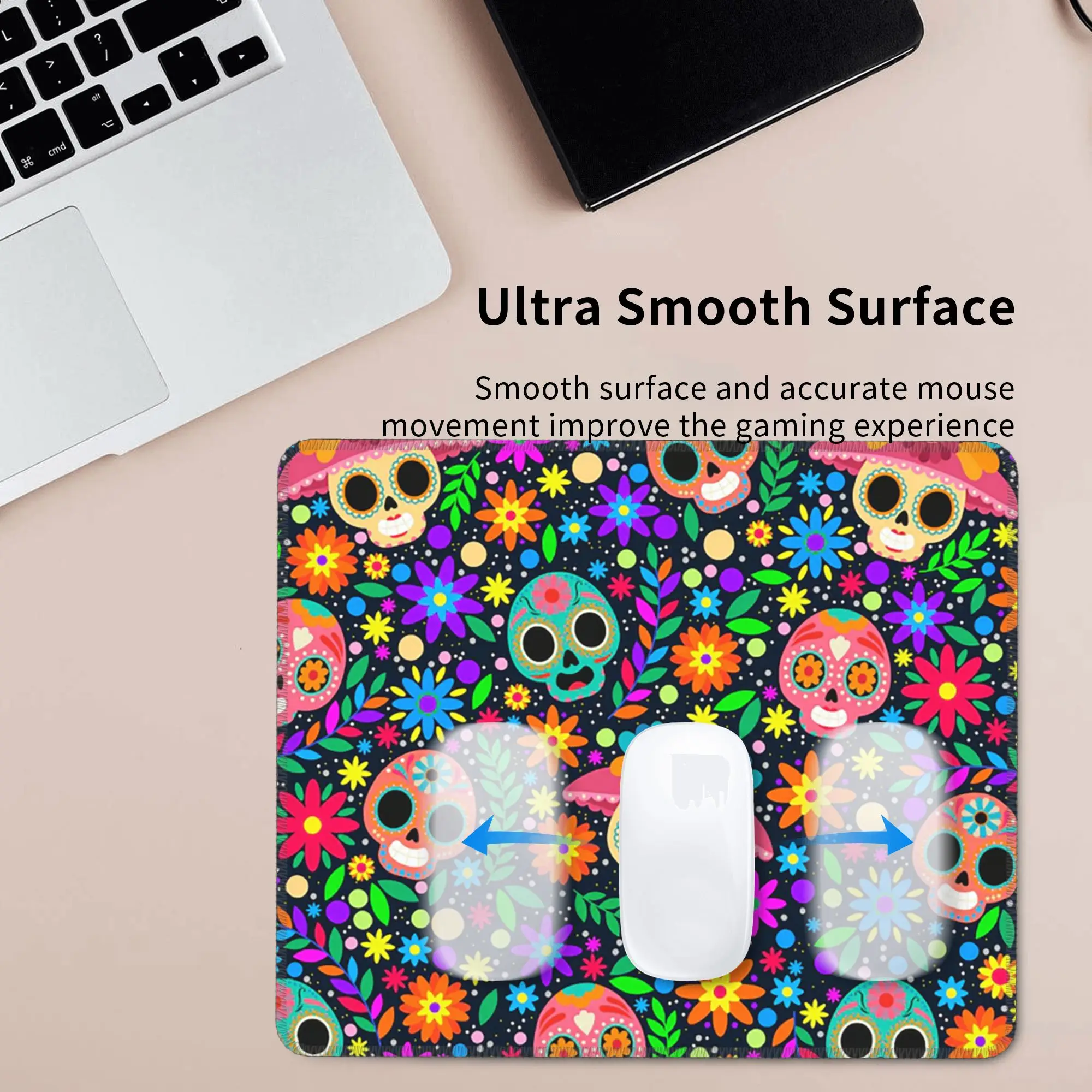 Sugar Skull Mexican Flower Halloween Day Of The Dead Mouse Pad Computer Keyboard Mouse Mat Gaming PC Laptop Desk Mat Table Mats