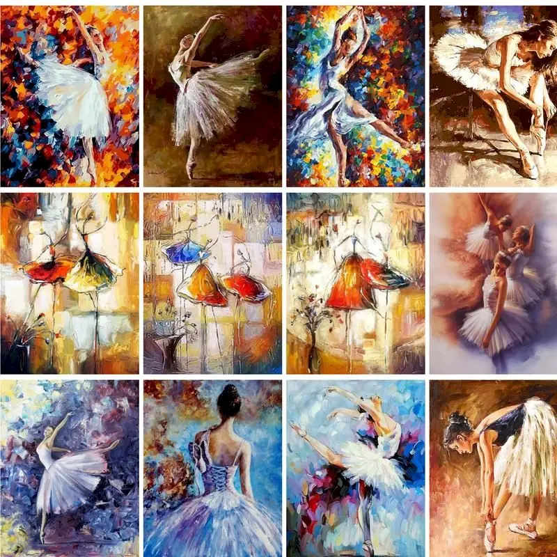 

GATYZTORY Oil Paint By Numbers Kits Dancing Women DIY Painting By Numbers On Canvas Frameless Draw Painting Home Decor 60x75cm