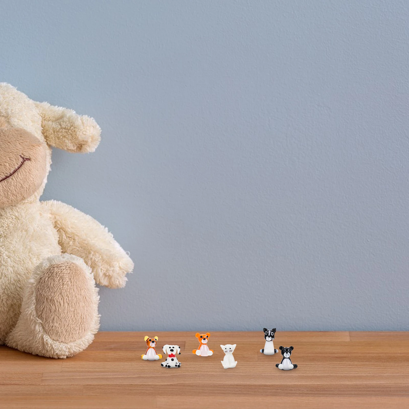 

6Pcs Colorful Glass Craft Dog Decor Creative Cartoon Small Desktop Ornament Unique Glass Dog Ornament for Office Home Table