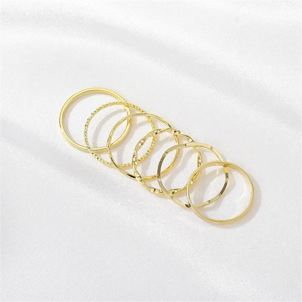 14K Gold Flower Wave Ring Ring Handmade Diy Hand Ring Jewelry Material Accessories Q003