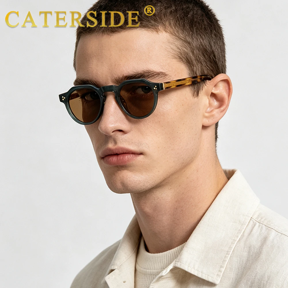 CATERSIDE New Vintage Round Sunglasses for Men Women High-quality Frame Sun Glasses Retro Outdoor Driving Hiking Sun Glasses