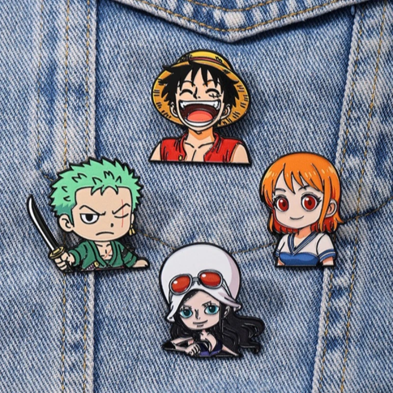 Luffy Solon Robina Nami Anime Enamel Pin  Lapel Pins Manga Brooches for Women Fashion Jewelry Cosplay Accessories Gifts