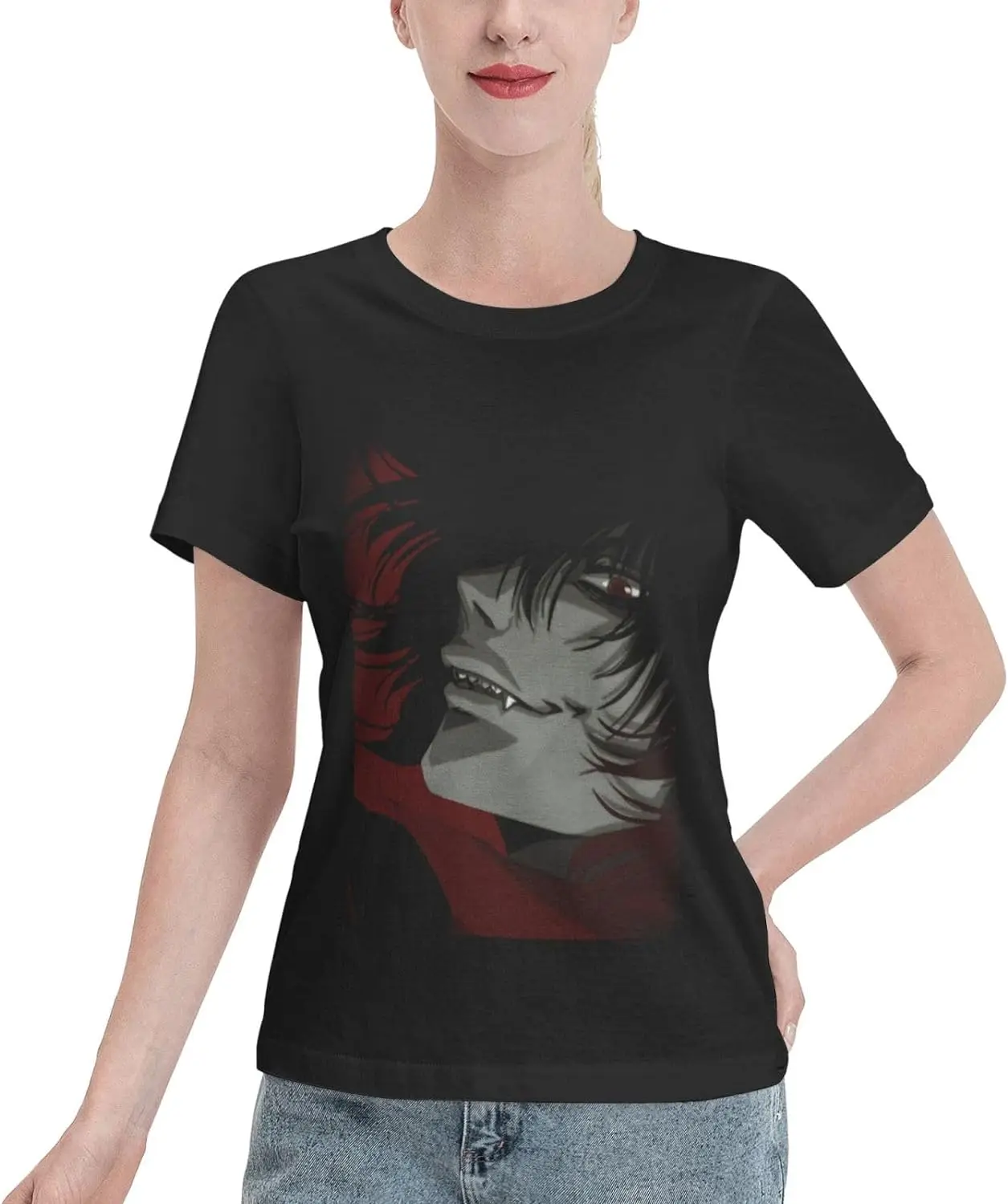 

Anime T Shirt Womens Summer Cotton Tee Round Neck Tops Casual Short Sleeve Shirts
