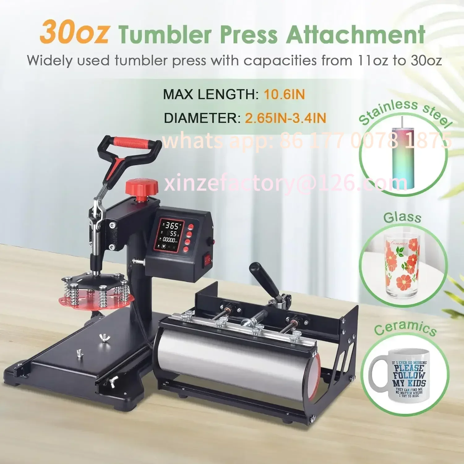 Customizable 5 in 1 Heat Press Machine Sublimation Heat Press 360° Swing Away Heat Transfer Digital T-Shirt Pressing Multifuncti
