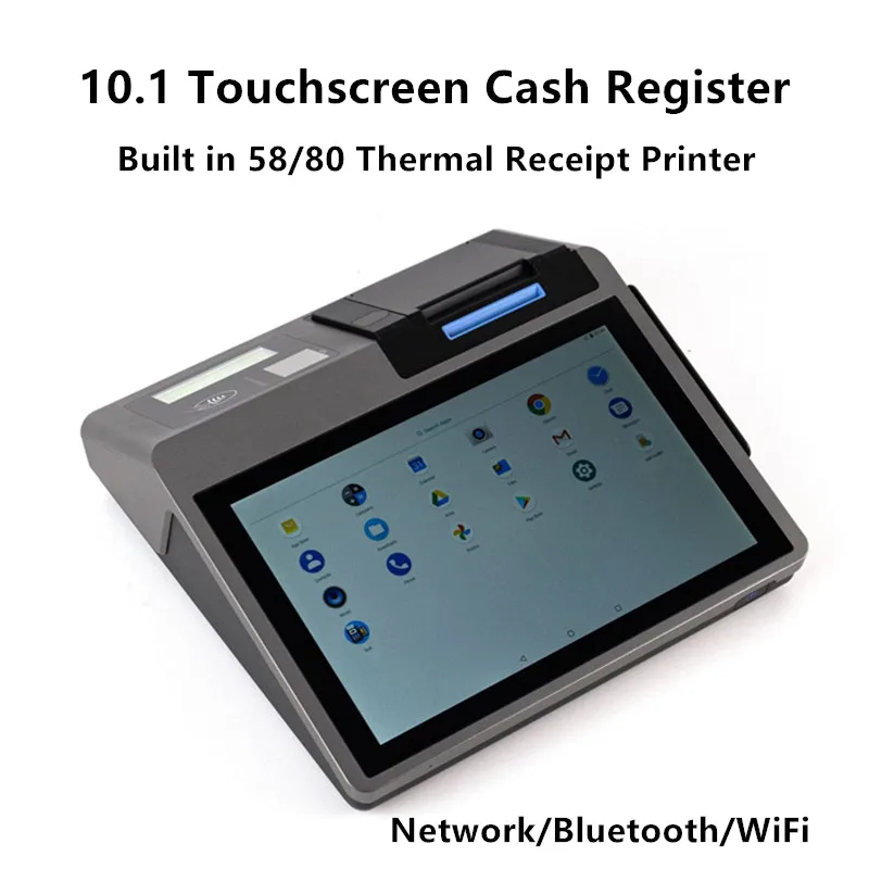 

10.1 Touchscreen Android 11 cash register with built-in 58/80mm thermal receipt printer Network Bluetooth WiFi connection