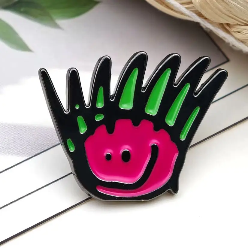 Y-Yungblud Lapel Pin Pop Punk Rock Singer Metal Badge Pink Smiley Face Green Spiky Hair Brooch for Clothes Backpacks Fans Jewelr