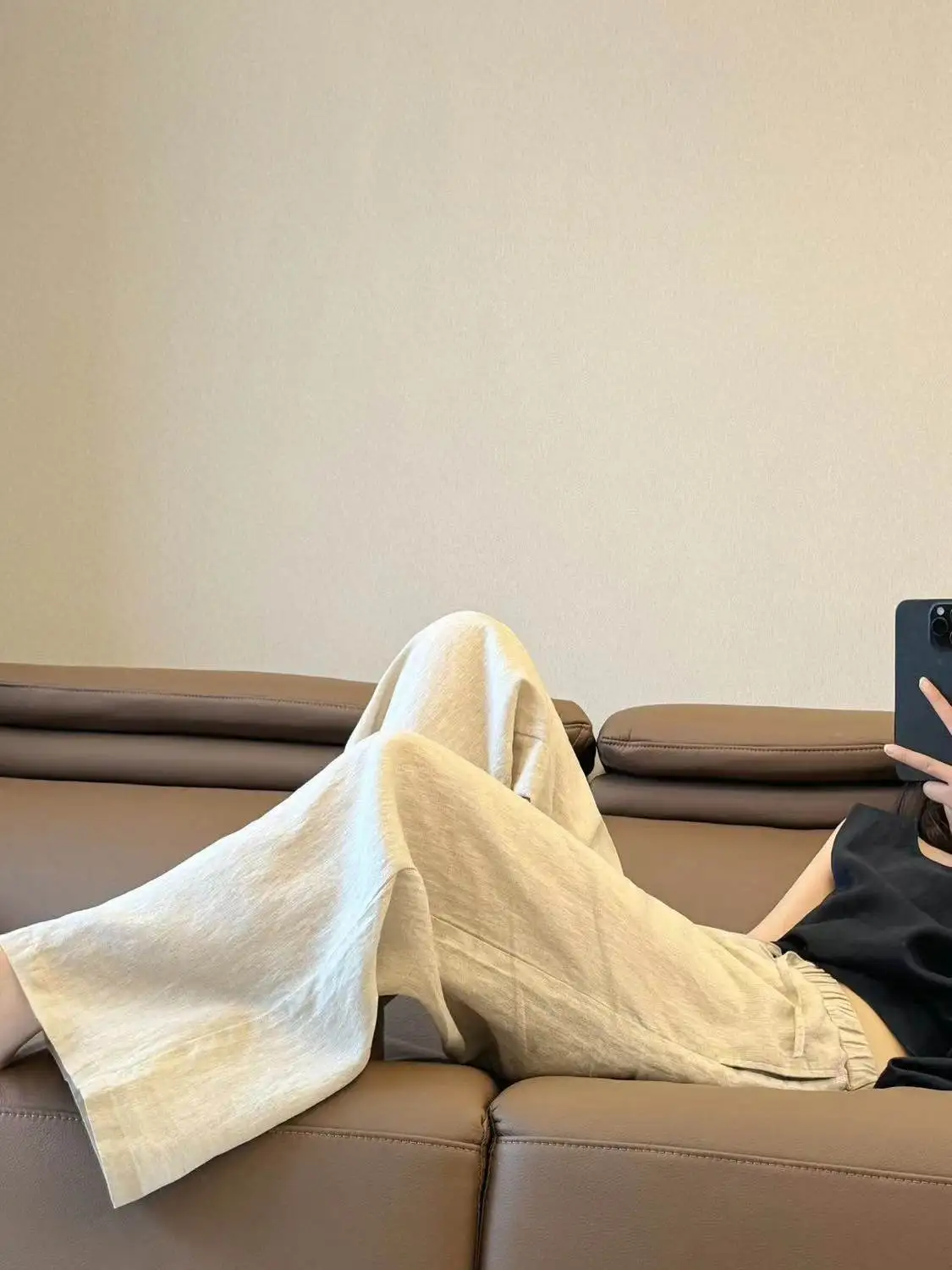 

Emily Clud Recommended High Waist Linen Wide Leg Pants Women's Loose Straight Cut Casual Trousers Comfortable Straight Pants