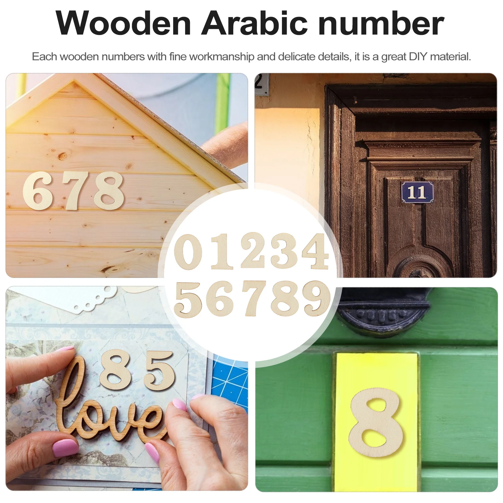 

100Pcs Wooden Arabic Numbers Mixed Pack Fine Details Lightweight DIY Wall Clock School Craft Decoration Wooden Clock Numbers