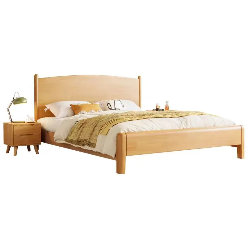 Lit en bois simple et moderne, économique, taille simple ou king size, lit d'hôtel de haute qualité, vente en gros de lits en bois avec tiroirs de rangement
