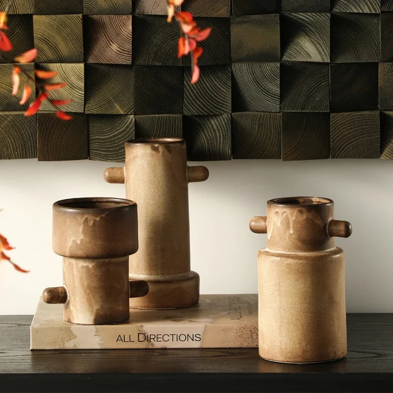 Wabi Sabi style retro ceramic vase decoration,modern home decor,living room foyer flower arrangement decoration,Christmas gifts