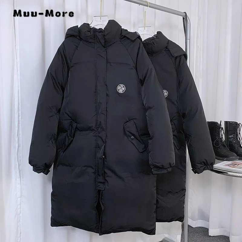 

2023 Winter New Cotton Coat Remove Hooded parka Outerwear Women's Long Loose Over The Knee Thickened Warm Bread Coat Feamle