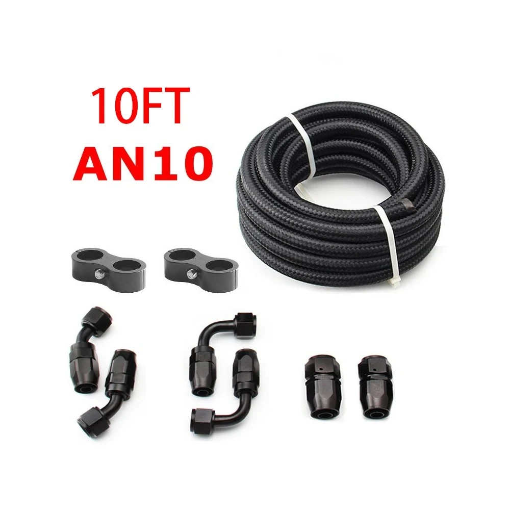 3M AN6/AN8/AN10 CPE Öl Kraftstoff Armaturen Schlauch Ende 0 + 45 + 90 + 180 Grad Öl Adapter Kit AN6 Geflochtene Öl Kraftstoff Schlauch Linie Mit Klemmen