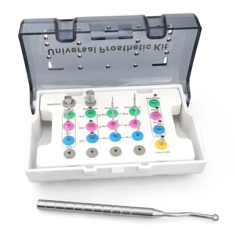 1 Set Dental Broken Screw Remover Kit Implant Surgical Tool Drill Guide Extraction Broken Fixture Removal Tool