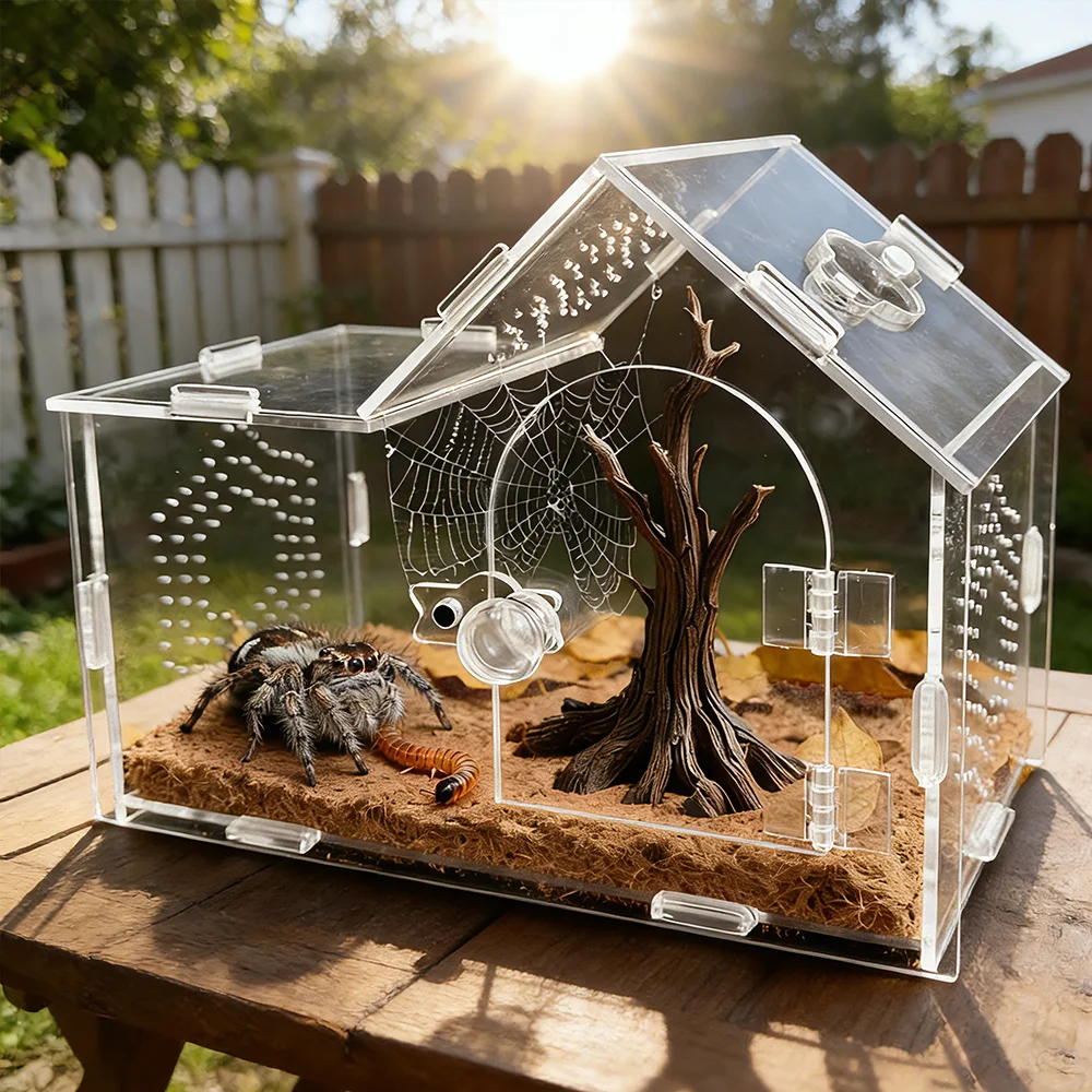 Clear Acrylic Spider Terrarium Box with Magnetic Doors