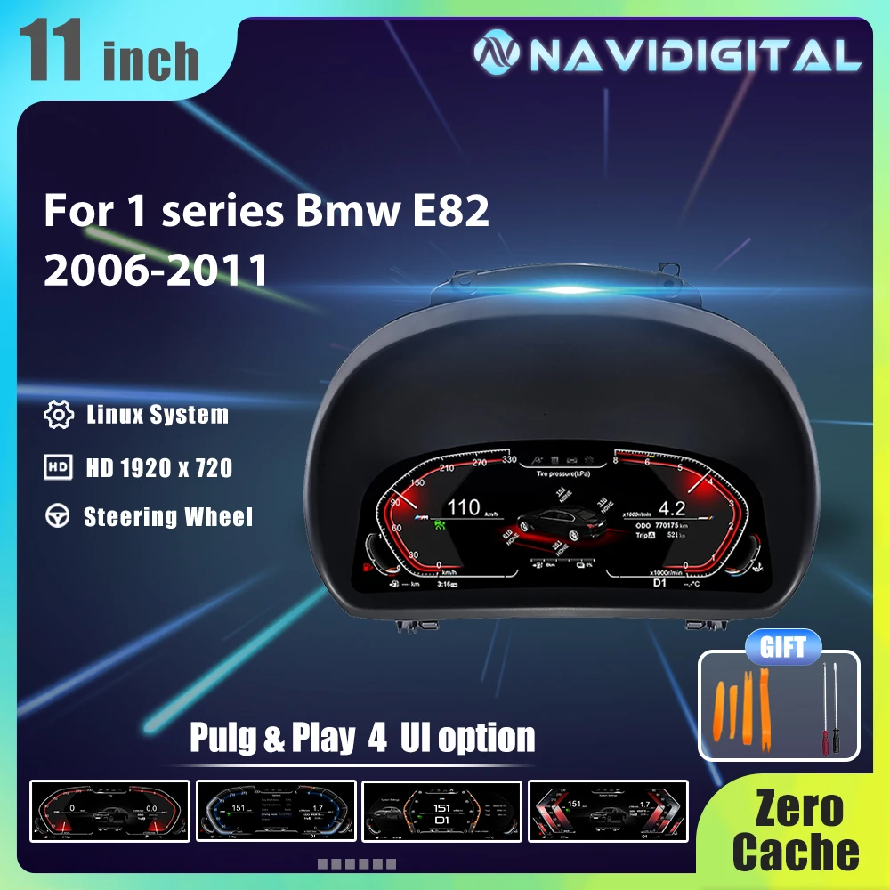 Navidigital 11''pollici LCD Dashboad Per BMW Serie 1 120i E81 E82 E87 E88 2006-2011 Anni Supporto Carplay Cluster digitale virtuale