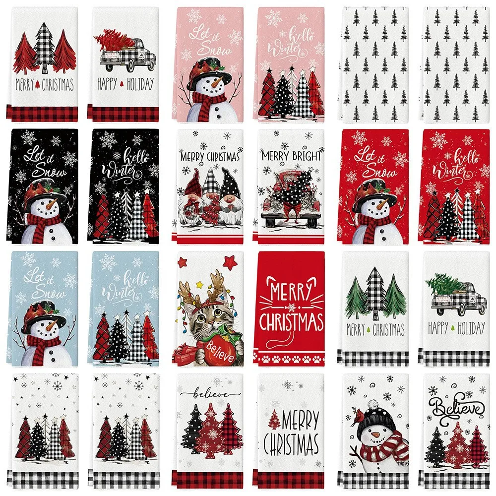 

Cloududa 2pcs Christmas Tree Kitchen Towels 23.6*15.7in Multi Colors And Styles Multifunctional Towels For Christmas Decoration