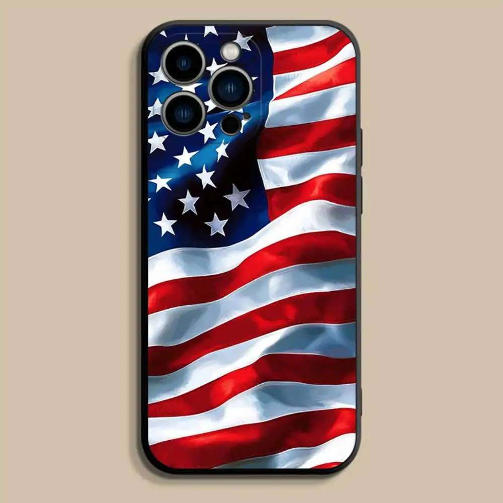 A-America USA F-Flag Phone Case For iPhone 17,16,15,14,13,12,Pro,Max,Plus,E,SE4,Air,Mini Black Soft Cover