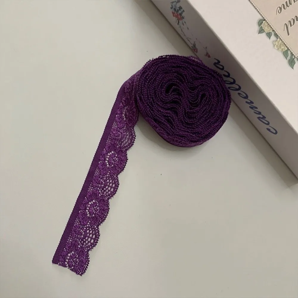 Colorful Elastic Lace Trim 2.5cm Width 10 Yards Length Nylon Lace Ribbon Nylon Material Stretchable Elastic Lace Ribbon