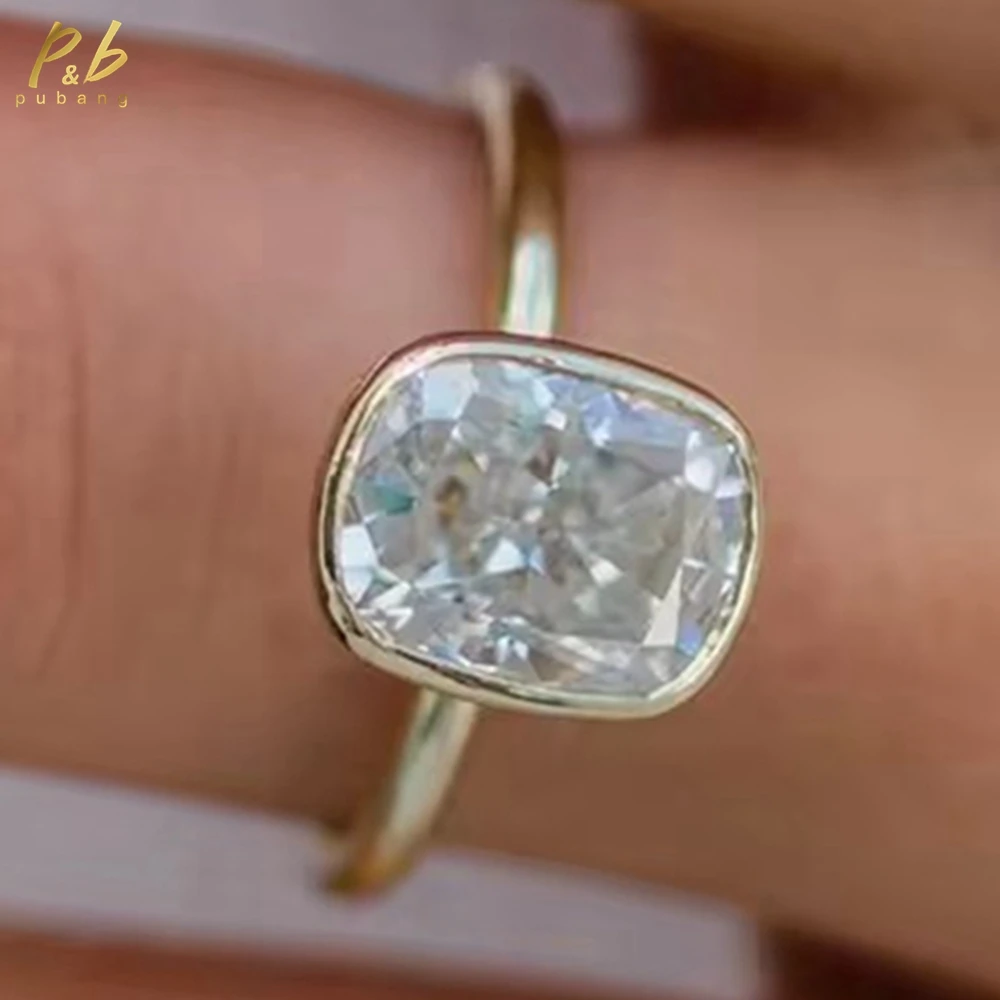 

PuBang Sparkling 3EX VVS1 D Цвет 5 карат Муассанит Кольцо Подушка Огранки Настоящее 14-каратное Золото 18 карат Стерлинговое Серебро 925 Пасьянс Изящные Ювелирные Изделия