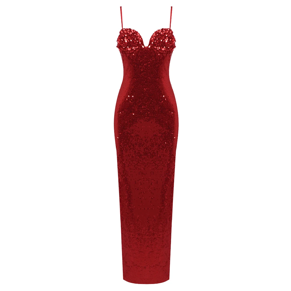 VC Petal Shaped Design Spaghetti Straps Ankle Length Sequins Slip Party Cocktail  Evening Elegant Celebrity Long Dress Vestidos - AliExpress