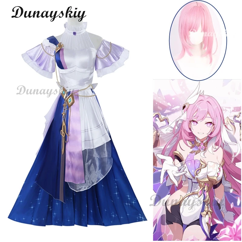 

Concert Elysia Cosplay Game Honkai Impact 3rd Costume New Dress Wig Uniform Set Halloween Party Role Play Outfit for Women