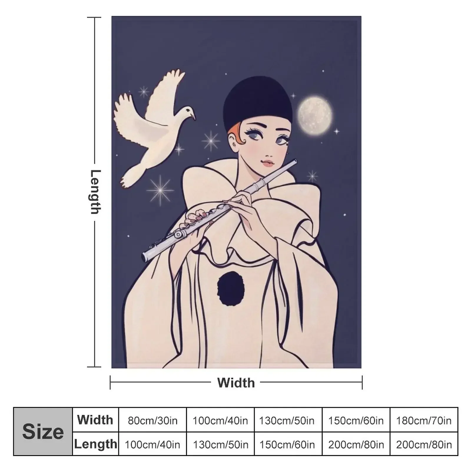 Pierrot playing flute Throw Blanket Luxury St Quilt bed plaid Sofa Throw Blankets For Bed Decorative Beds Blankets