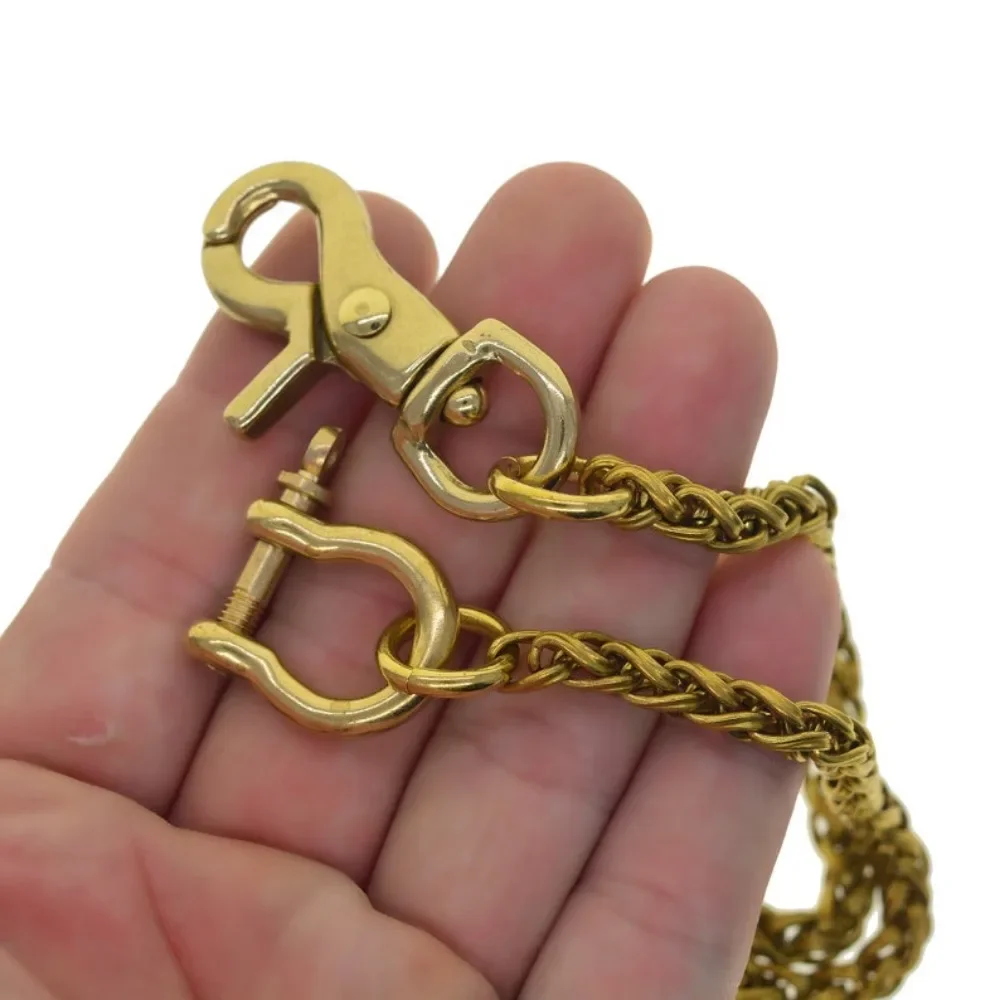 raw Brass new pattern wheat wallet jean trousers chains snake chain D shackle connector spring snap lobster clasp keychains