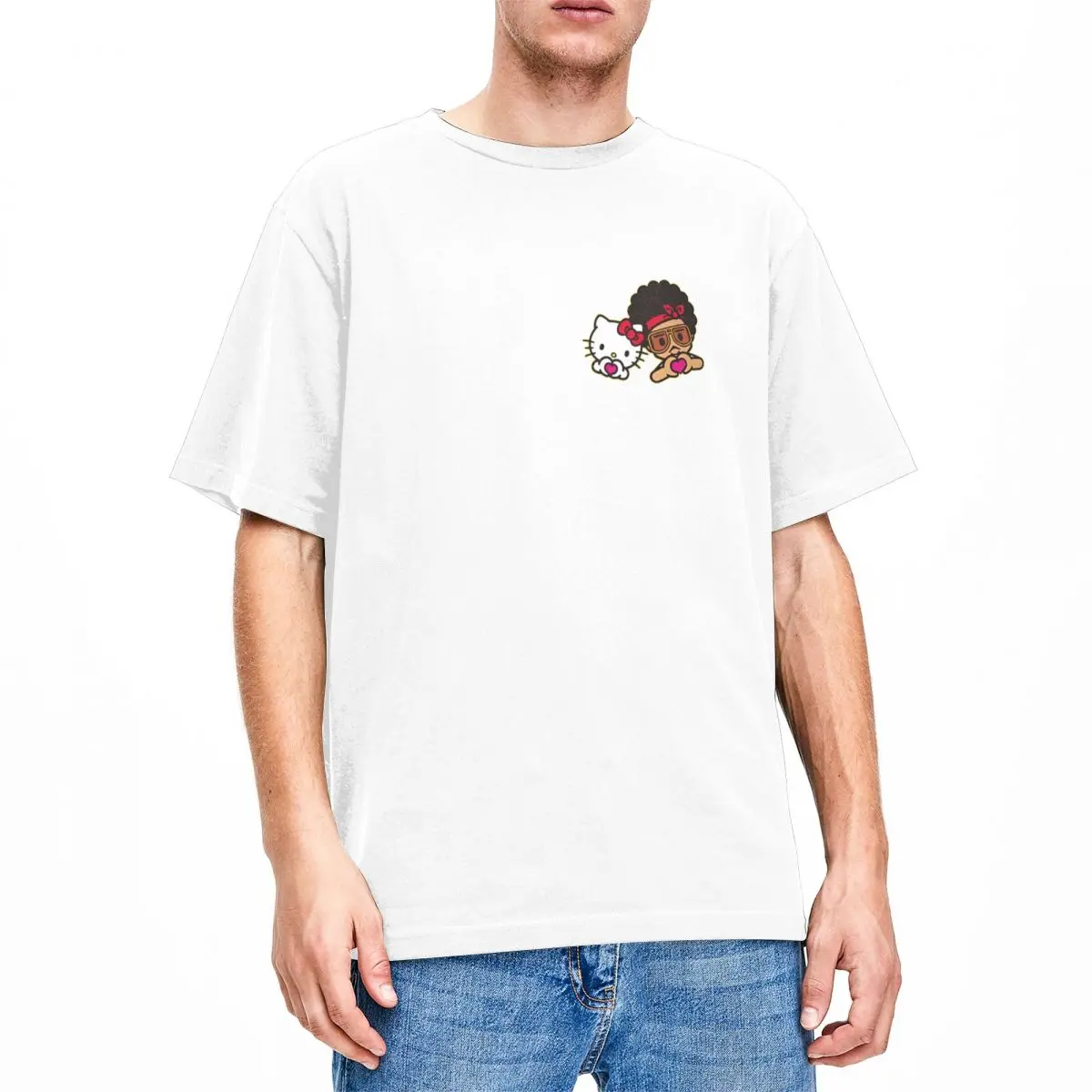 

Футболки Bruno Mars Hello Kitty, модная мужская футболка, летняя футболка Y2K с короткими рукавами в стиле ретро, футболки GANSTA Tough Guy Top