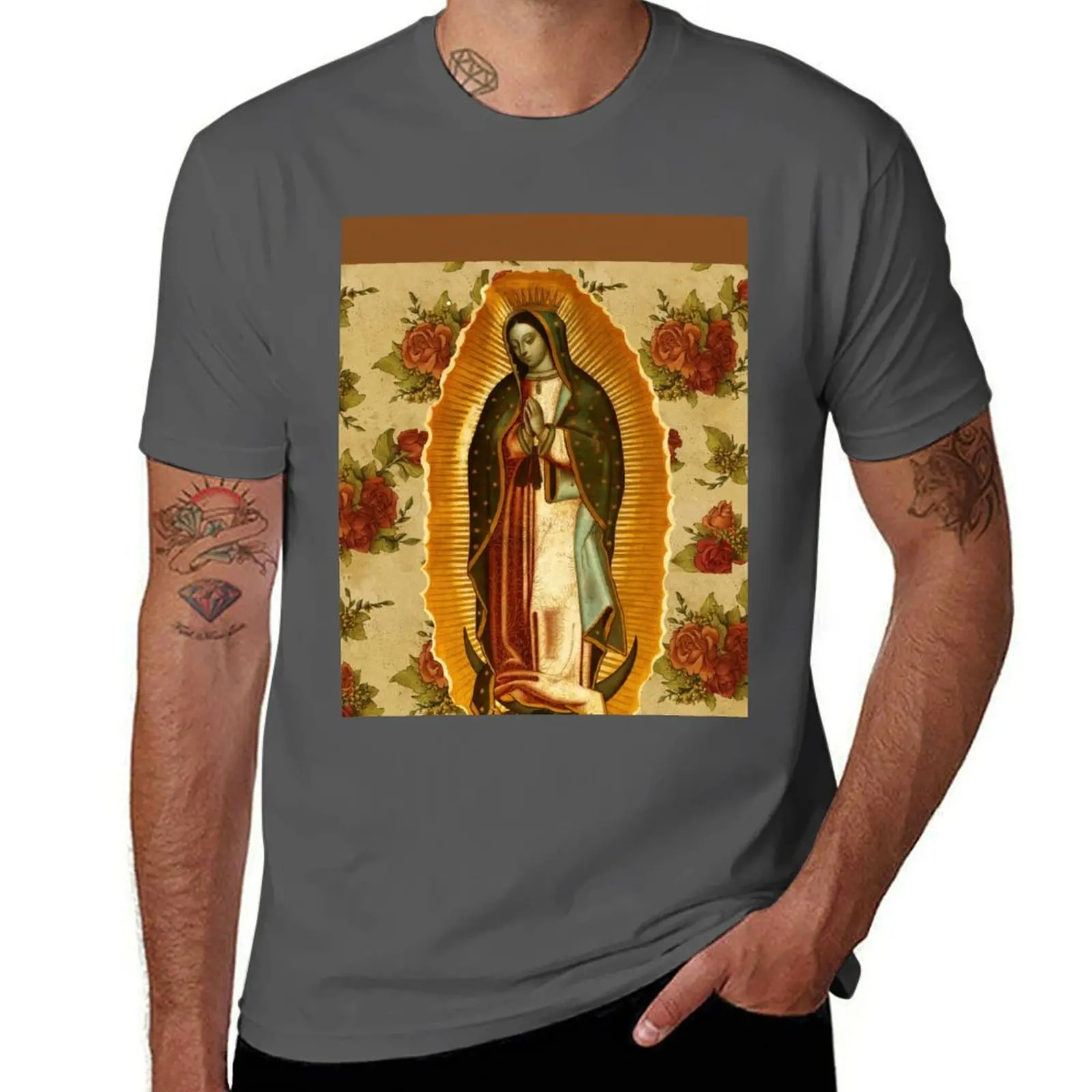 

Mexican Virgin Mary of Guadalupe Catholic Religious Christian T-Shirt Outdoor Working T-Shirt