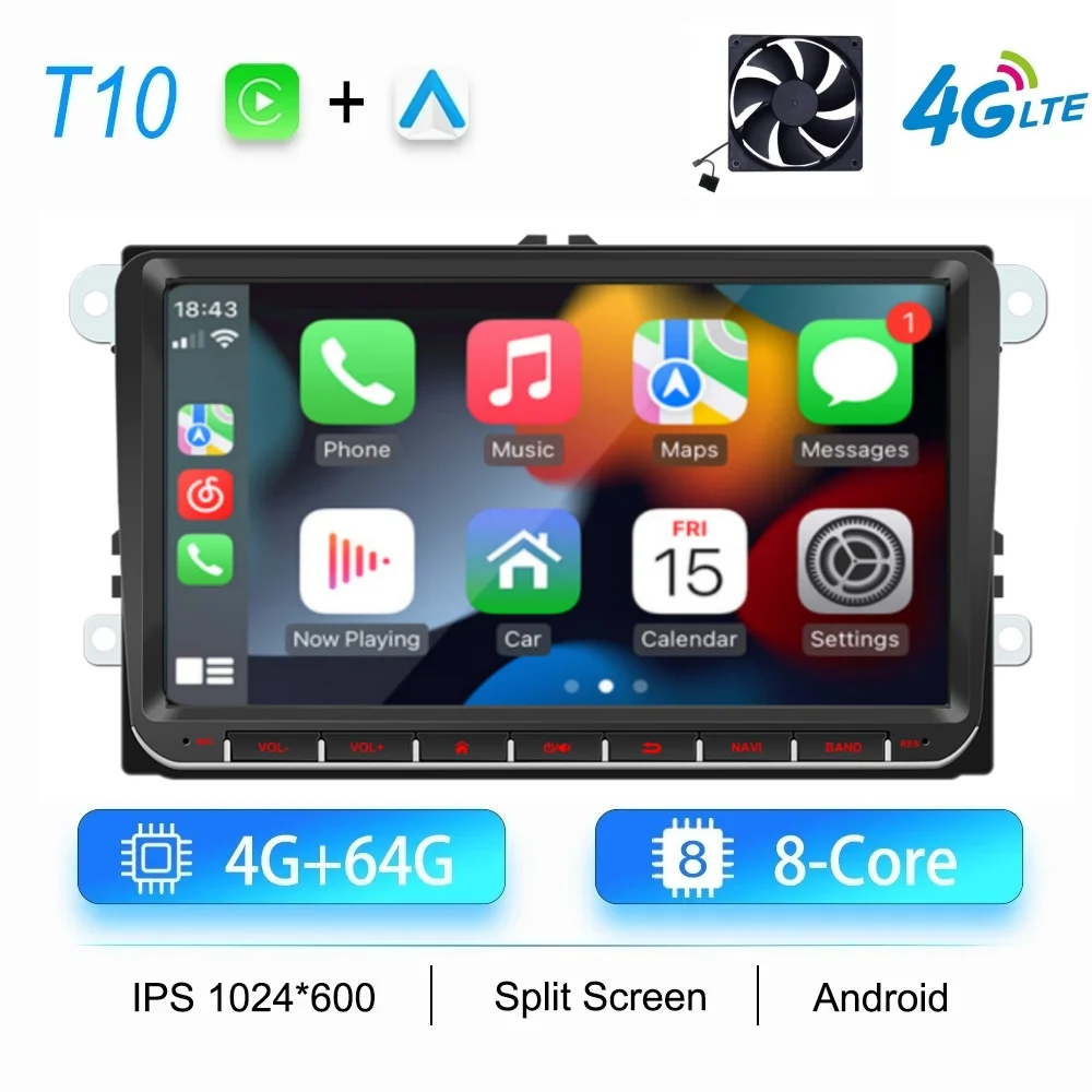 2Din Autoradio Android voor Volkswagen Golf 5 6 Polo Passat B6 B7 CC Skoda Jetta Universele Multimedia Carplay Wifi GPS Navigatie