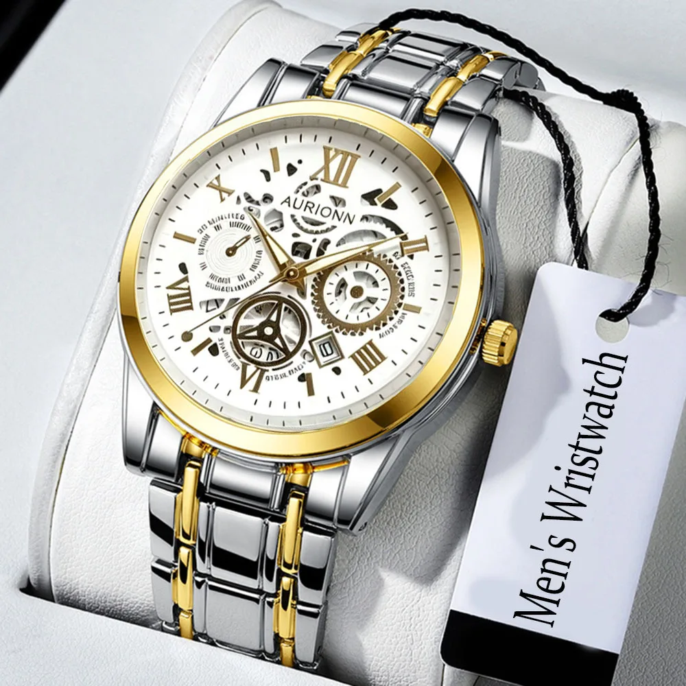 1Pc Men's Quartz Watch with a Stylish Stainless Steel Strap, Calendar Display, and Precise Quartz Movement, an Ideal Gift for Men - Suitable for Business Casual Wear, Attending Events, and Various Occasions