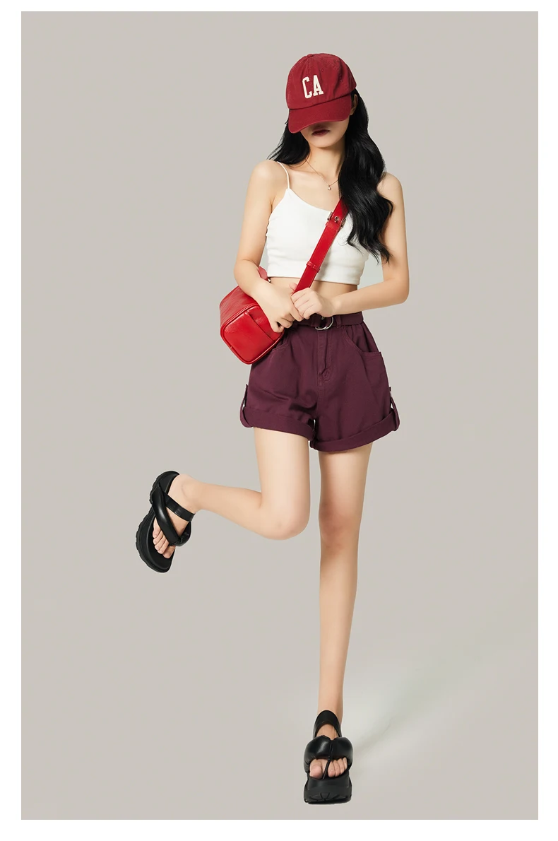 Denim Shorts Women's Black Washed Cotton Loose Spring and Summer New High Waist Loose A- line Slimming Thin Large Size Wide Leg