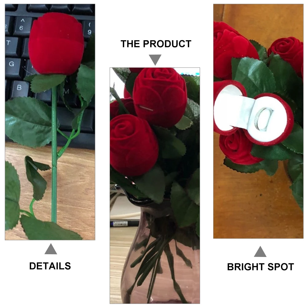 

5 Pcs Case Rose Ring Box Valentine's Day The Flowers Flannel Storage Bridegroom