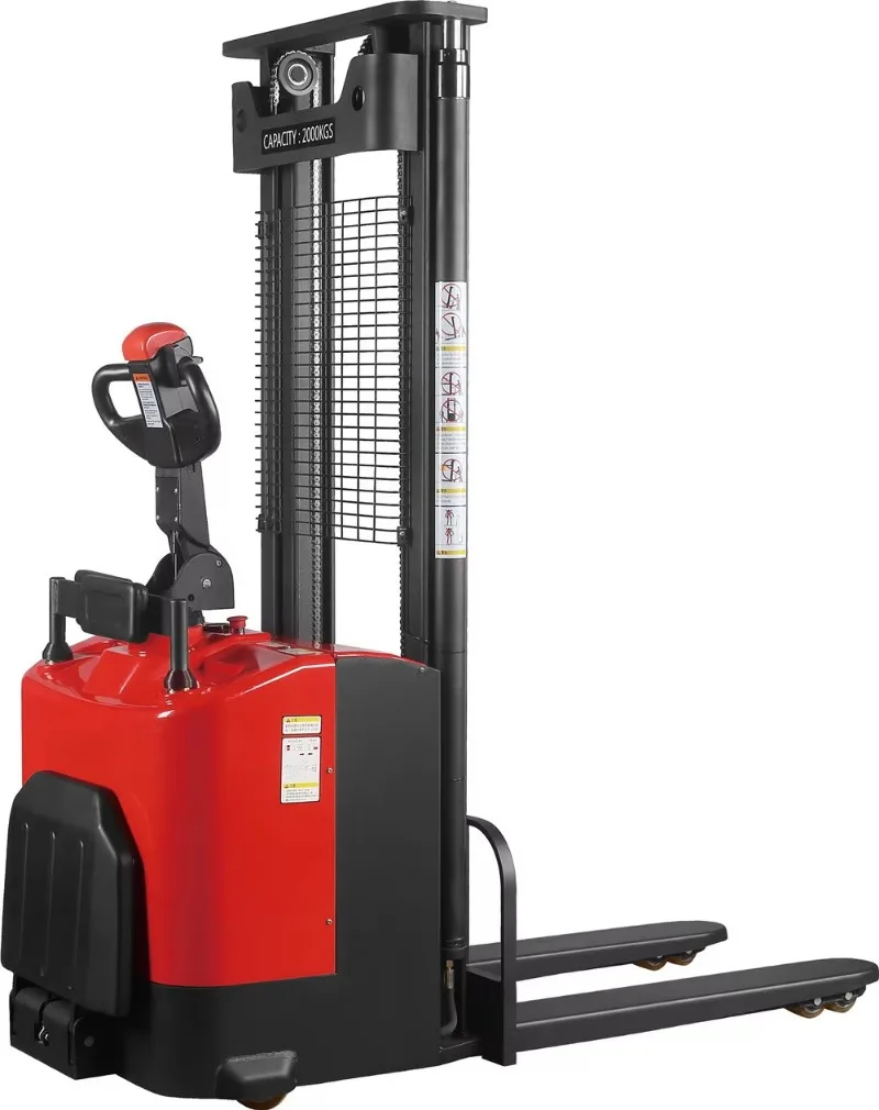 Electric Pallet Stacker 2000kg 3m Walkie Stand-on BLDC Motor EPS Power Steering Curtis 48V CE Warehouse Material Handling