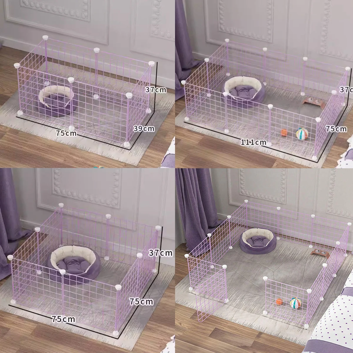 Purple pet fence DIY iron mesh can be freely combined cat cage dog cage hamster cage rabbit cage