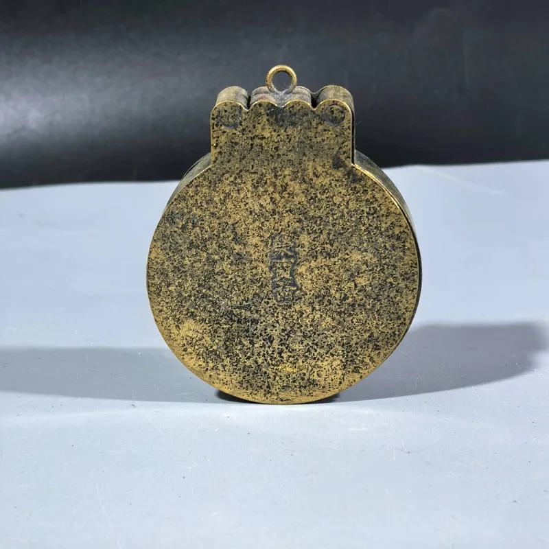 Brass seven-star ladybug inkstone with water grinding feature, calligraphy four treasures collection, antique decorative item
