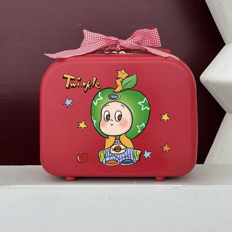adorable-christmas-star-yellow-cartoon-children's-handheld-luggage-box-small-size-storage-case-for-girls-14-inch-travel-suitcase