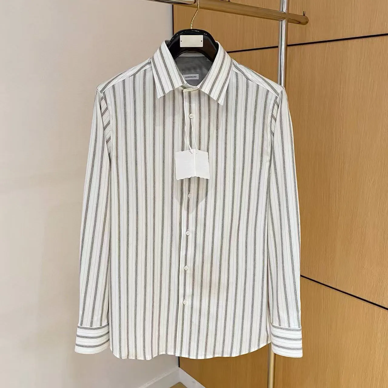 

Italy men's clothing autumn and winter new fashion old money style casual striped long-sleeved shirt