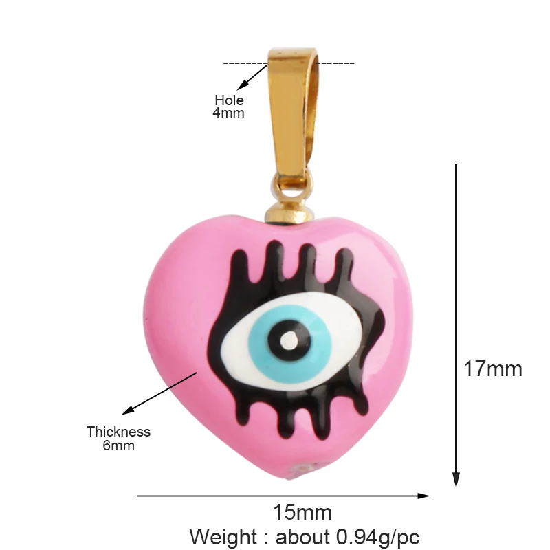 Trendy Unique Colourful Turkish Evil Luck Eye Charm Pendant,Love Heart DIY Bracelet Necklace Connector Components Supplies M65