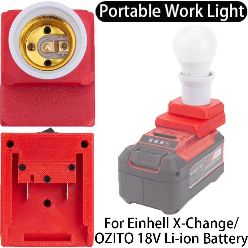 

LED Work Light E27 Bulbs For Einhell/X-Change/ OZITO 18V Battery Powered Portable Cordless Indoor And Outdoors Emergency Lamp